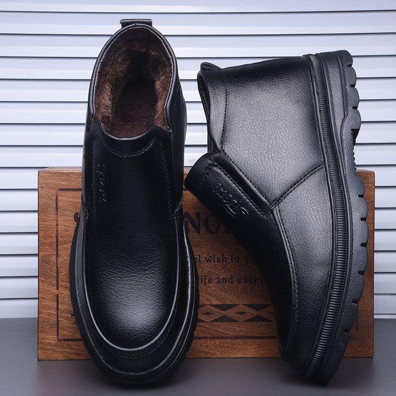 Winter new men's warm and cold cotton shoes high-top velvet thickened wool dad shoes versatile casual men's leather shoes
