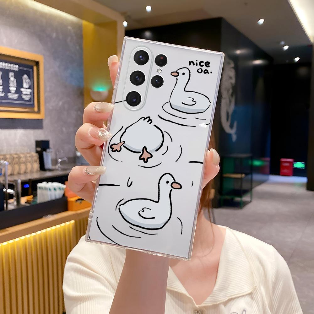 Fun niceoa cute duck samsung phone case S23Ultra source factory samsungS26 transparent case S20