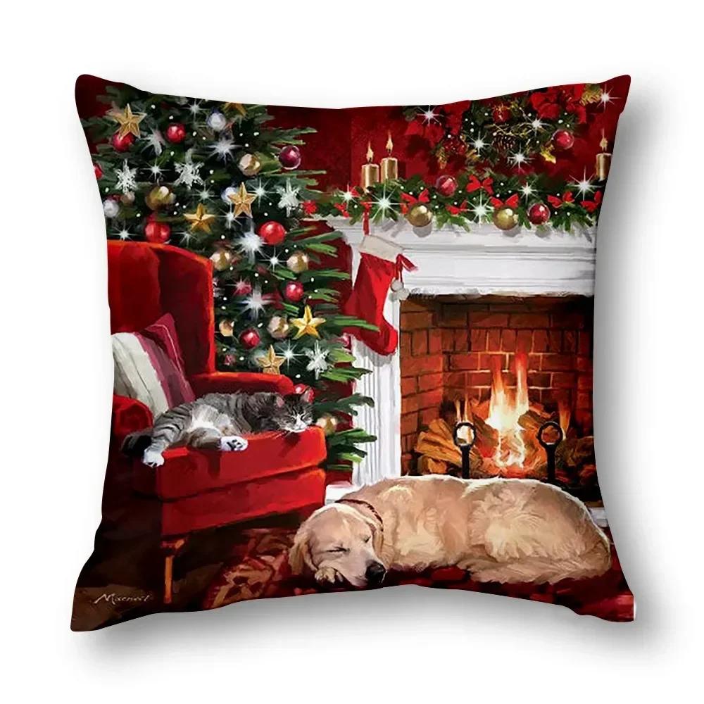 

Рождественские наволочки - Обновите декор вашей гостиной и добавьте праздничную атмосферу Декоративные наволочки Домашний декор 45x45cm слоновая кость