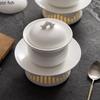 Pure White Ceramic Bowl with Heating Stove Set Creative Dessert Bowl Soup Bowl Steamed Egg Bowls Restaurant Molecular Tableware