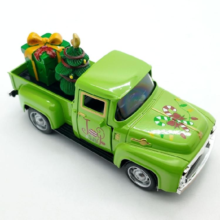 Pull Back Function Green Christmas Vehicle Alloys Crafted Desktop Model For Indoor Seasonal Styling