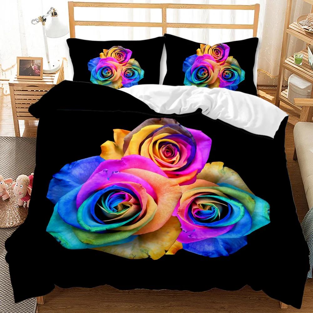 

Пододеяльник Роза Красная Роза Цветочный Свадебный Полуторный Комплект Постельного Белья Подарок на День Святого Валентина для Любимого Двуспальный Квинсайз Кингсайз Полиэстер Пододеяльник EU single(135x200cm)