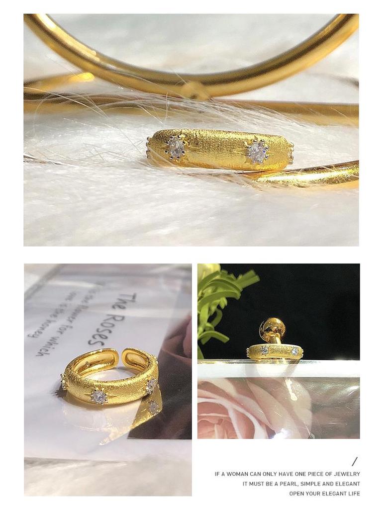 Gebürsteter Sternenstaub Edelsteinring - Elegantes High-End Geschenk für Frauen