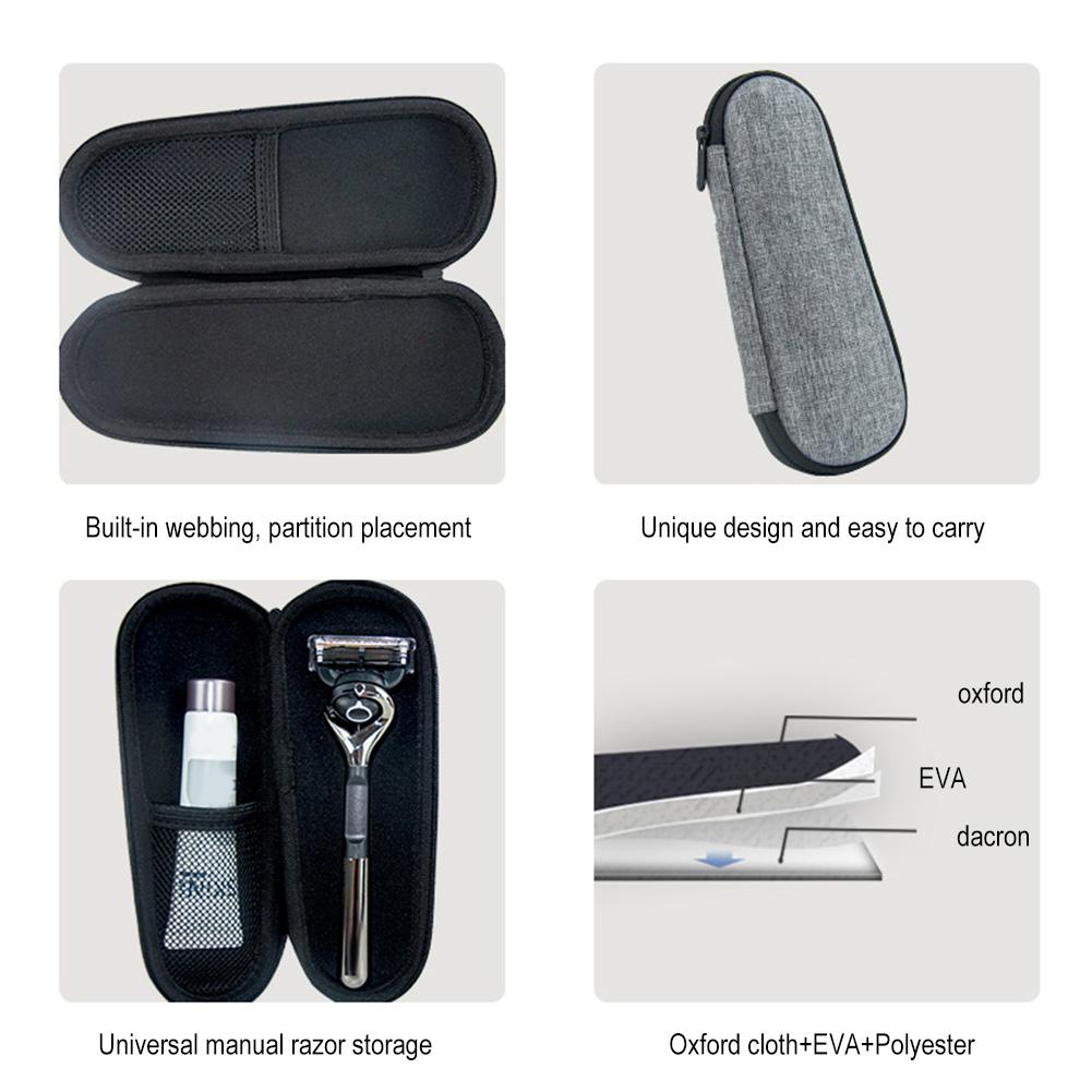 Ανδρική Σκληρή Θήκη Ξυραφιού Φορητή EVA Τσάντα Μεταφοράς Ταξιδιού Ξυραφιού με Διχτυωτή Τσέπη/Τσάντα Ξυραφιού με Φερμουάρ Αντικραδασμική για Ανδρικό Ξυράφι Gillette