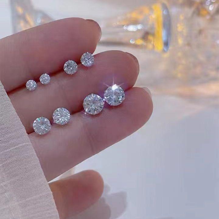 925 Sterling Silber Zirkon Vielseitige Steckerohrringe