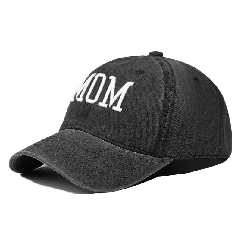 Vintage Washed Cotton Embroidered Dad & Mom Baseball Cap - Casual Duckbill Sun Hat