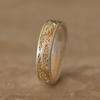 Tang Dynasty Gold-Inlaid Open Ring: Heart Sutra Retro Chinese Style Finger Ring