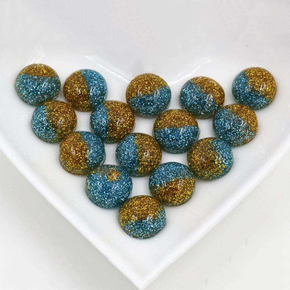 New Fashion 40pcs 12mm Mix Colors Stylish Color Brushed Style Flat back Resin Cabochons Cameo