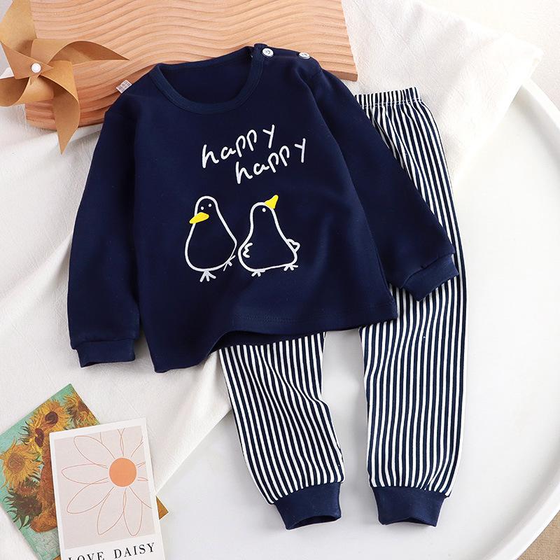 Set di 2 maglioni a maniche lunghe con stampa di lettere dei cartoni animati per bambini piccoli - Vestito morbido, accogliente e adorabile per