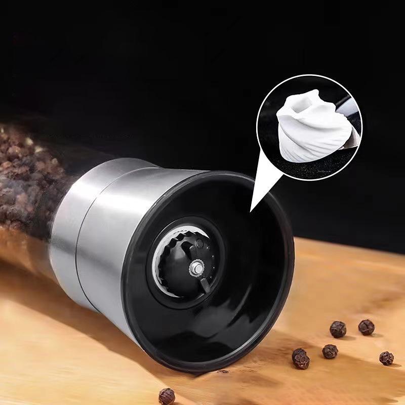 Salz- und Pfefferstreuer-Set Edelstahl mit Ständer Salz- und Pfeffermühle Manuelle Gewürz-Pfeffermühle Küchenwerkzeuge für den Haushalt