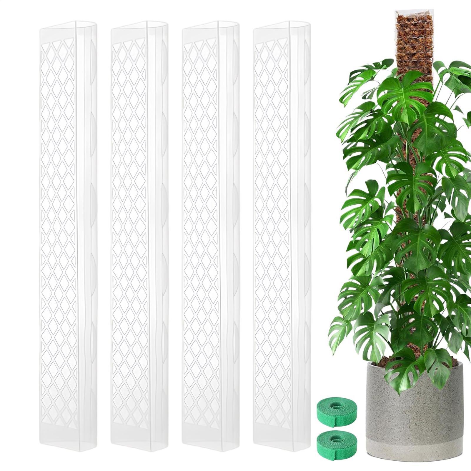 

4pcs Plant Moss Pole Indoor Moisture Retention Stackable Transparent Monstera Plant Support Moss Stick Help Plants Grow upwards China Mainland