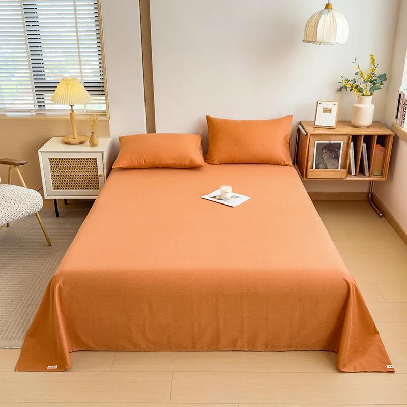 Geometric Plaid Pattern Bed Sheet Set Simple Grid Flat Sheet 100% Cotton Bedding Breathable Durable Sheets with 2 Pillowcases