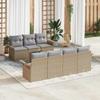 8 Piece Beige and Gray Garden Sofa Set with Cushions