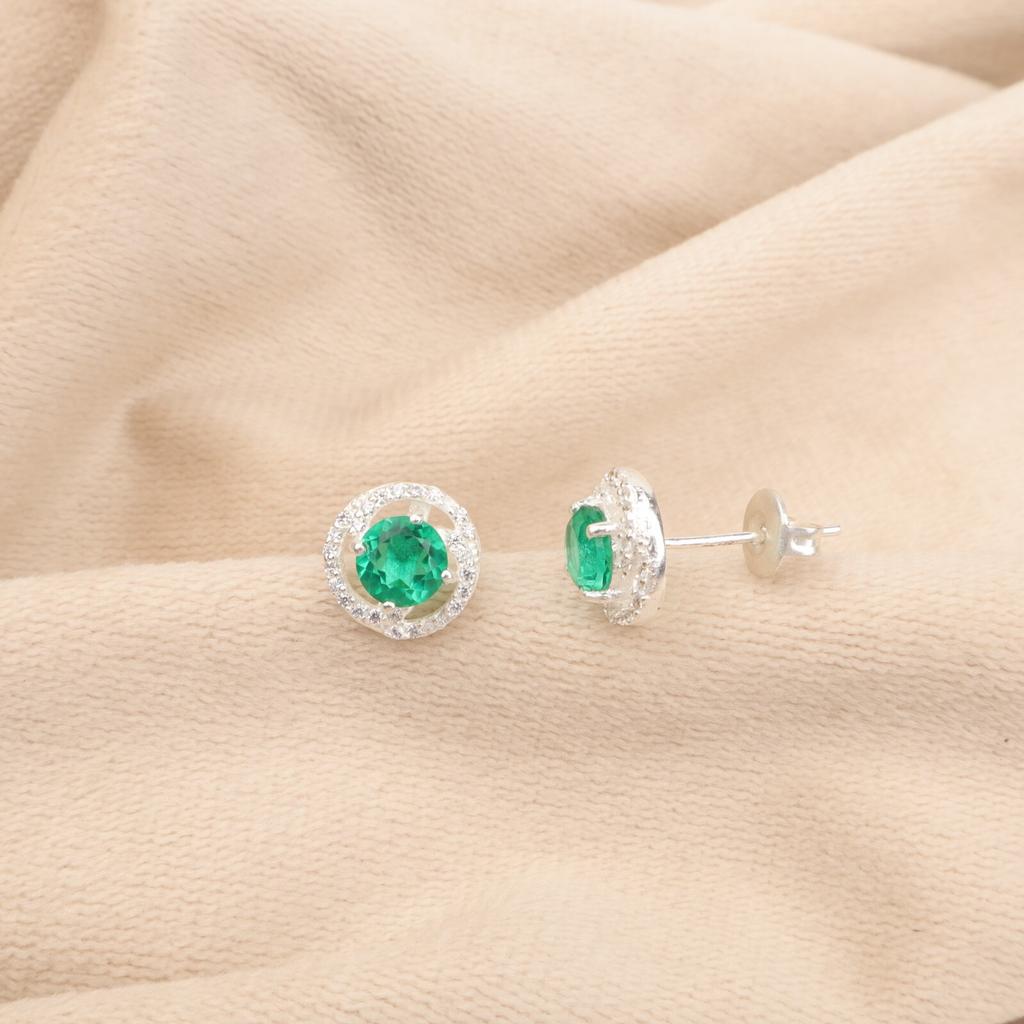 Chrome Diopside Gemstone 925 Sterling Silver Jewelry Zircon Push Back Studs0.41" CZE-8-11