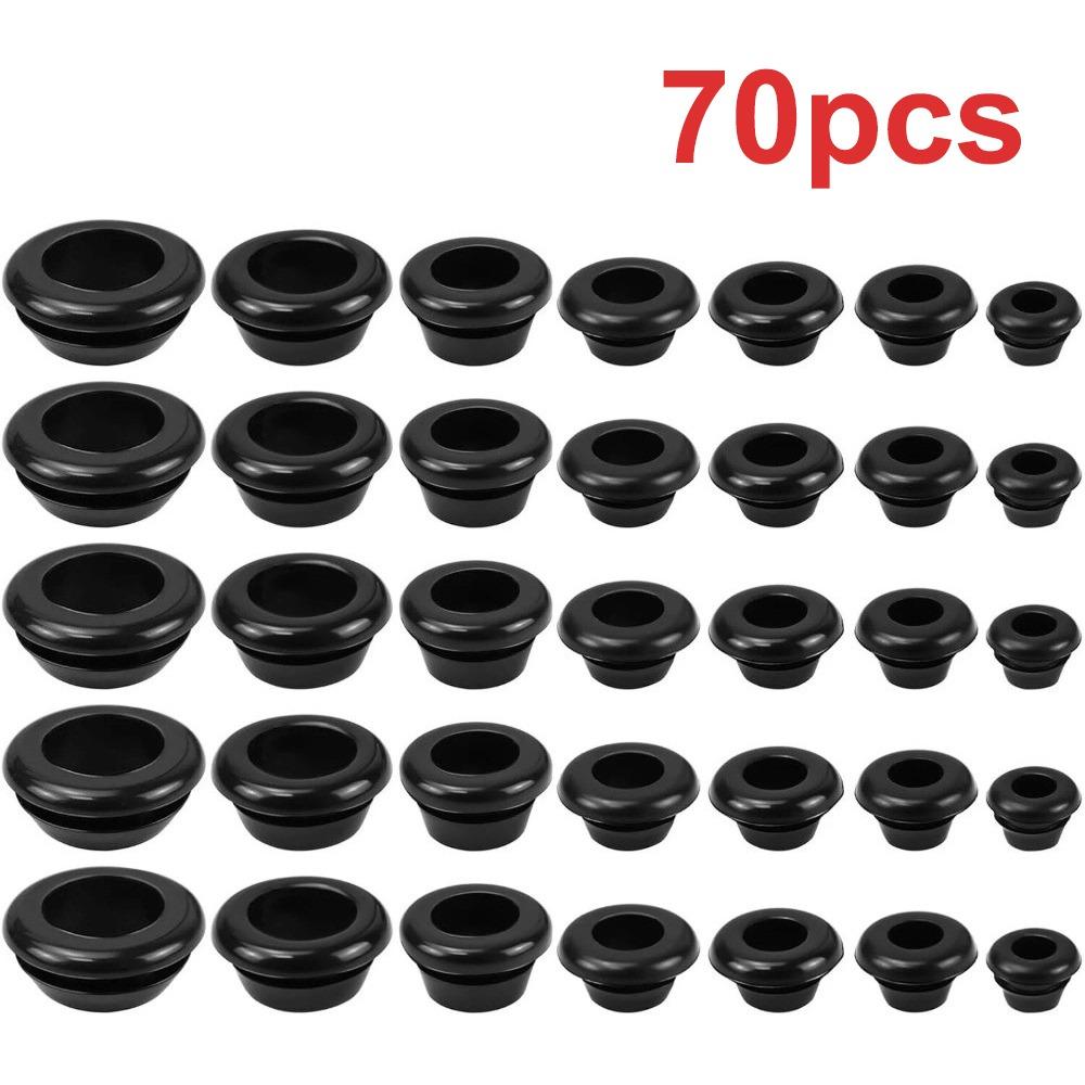 Black Cable Hole Plugs Rubber Grommet Assortment Kit Ring  Electrical Wiring