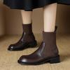 Krazing Pot Microfiber Autumn Winter Shoes Thick Med Heels Size 43 Chelsea Boots Back Knitwear Beauty Lady Stretch Ankle Boots