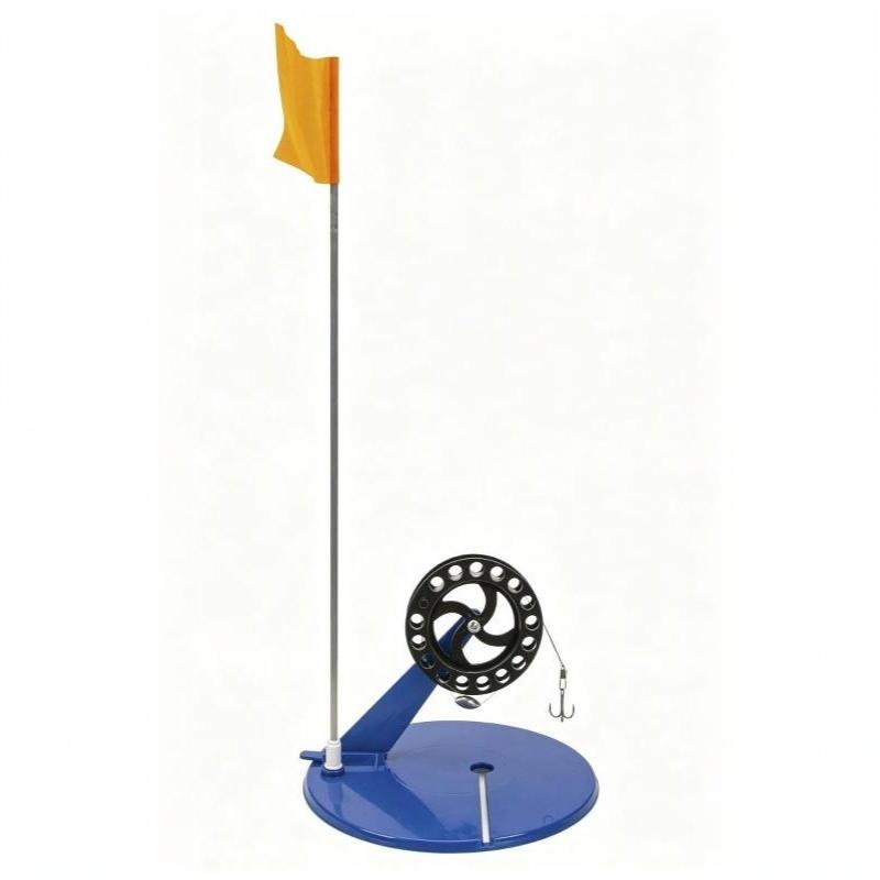 Ice Fishing Tip Up Easy To Carry Durable Spool High Visibility Orange Flag Winter Fishing Supply for Outdoor Ice Trips