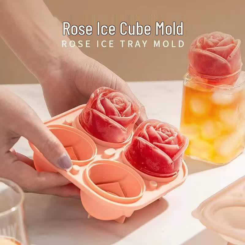 Silicone Rose Ice Cube Molds - 10 Pack