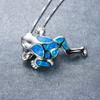 Bohemia Cute Frog Pendant Necklace For Women Inlay Blue Imitation Opal Necklace Wedding Party Jewelry Christmas Gifts for Her