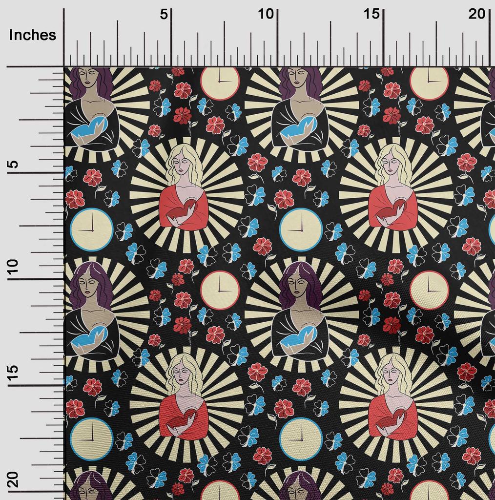 oneOone Cotton Flex Black Fabric Christmas Jesus Birth Sewing Material Print Fabric By The Yard 40 Inch