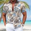 Men's Flower 3D Printed Short Sleeved Shirt Wholesale and Summer Men's Casual Shirt