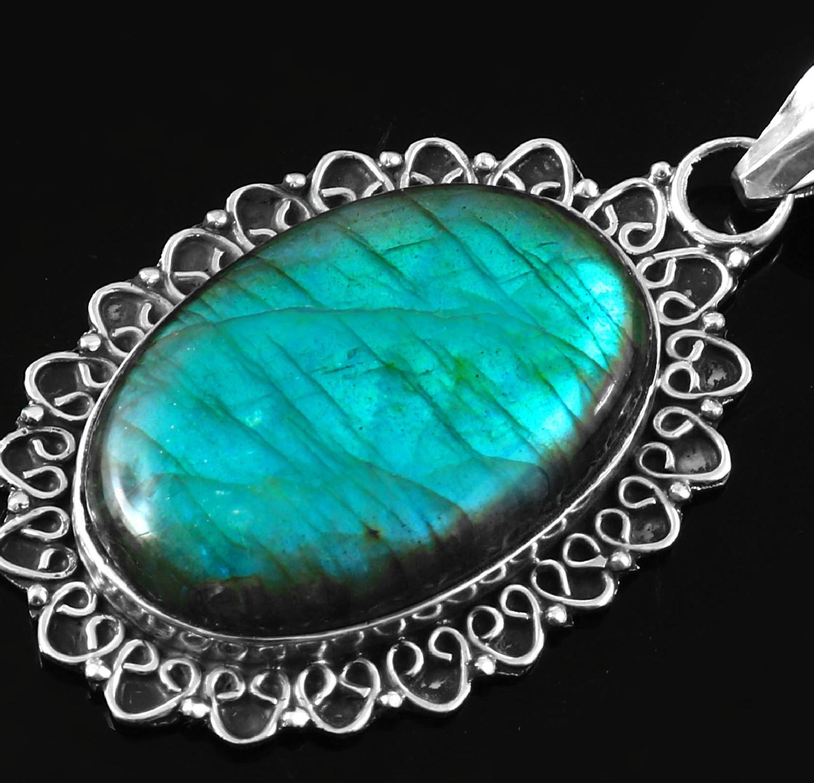 

Кулон из лабрадорита, Украшения ручной работы, Кулон из серебра 925 пробы, Бохо подарок серебряный