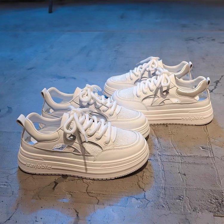 

New spring heightening breathable thick-soled hollow mesh thin casual board shoes Size 40 срібний