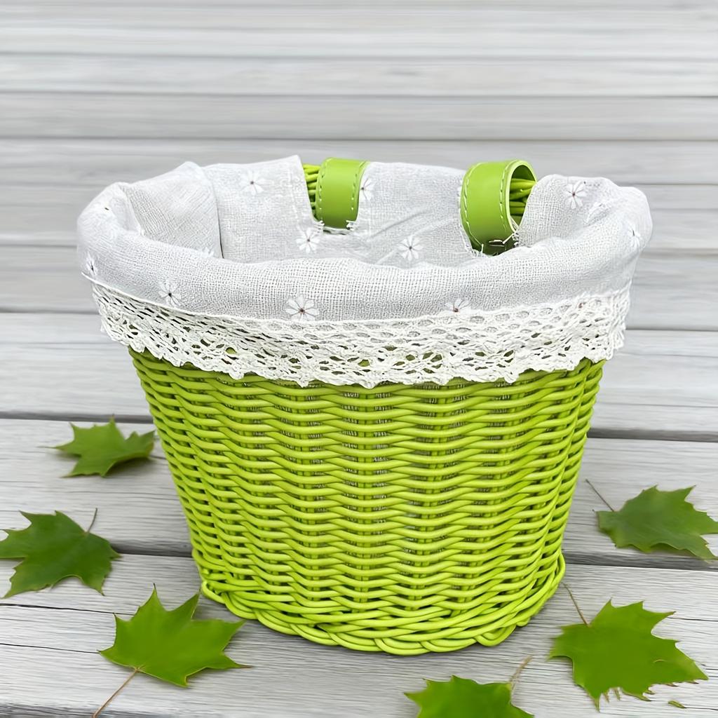 Hand-Woven Bicycle Basket Suitable for Commuter, Balance Bike & Bike Frame - Rustic Bike Basket with Lining, Durable Bike Carrier for Front Wheel Rack