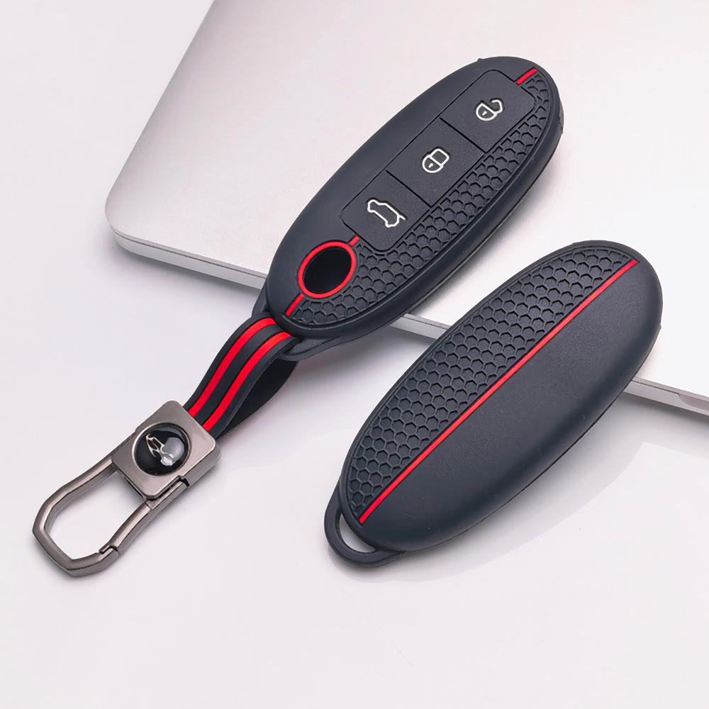 Silicone Car Key Cover with KeyChain for Dongfeng Fengguang S560 500 370 Aeolus A60 E70 Yixuan Forthing S500 F600 Rich Navara Yulon