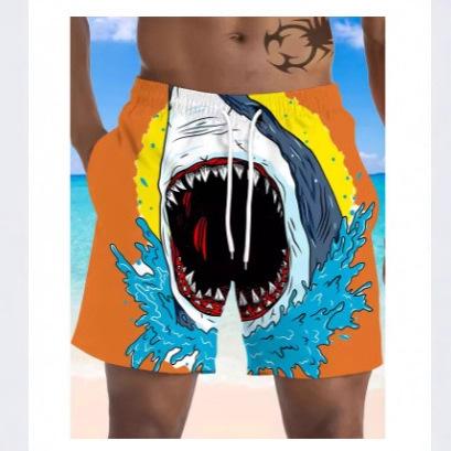 3D-gedruckte Cartoon-Haifischmuster Strand Herren Bunte Tier Muster Schwimm Sommer Hawaiianische Surfshorts