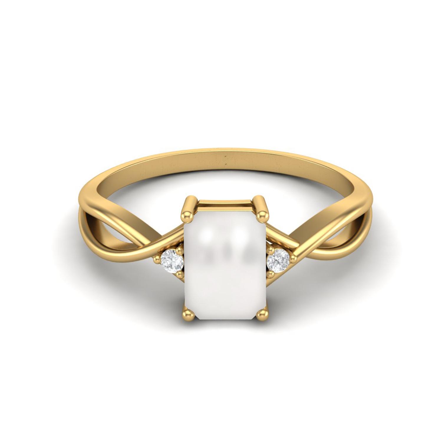 925 Sterling Silver Gold Vemreil 7x5mm Octagon Shape  Pearl Women Celtic Engagement Ring 5 жёлтый