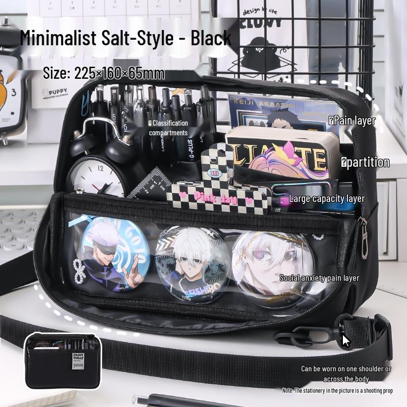 Large Capacity Blue Transparent Ita Pencil Case - Stylish and Functional for Students