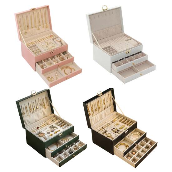 Šperkovnice z umělé kůže Třívrstvá Velkokapacitní Stojan na šperky Multifunkční Organizér na náušnice Náhrdelníky Náramky Prsteny Kontejner Pouzdro