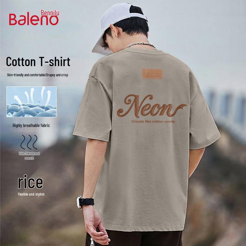 Baleno Men's Trendy Heavyweight Letter Print Cotton T-Shirt