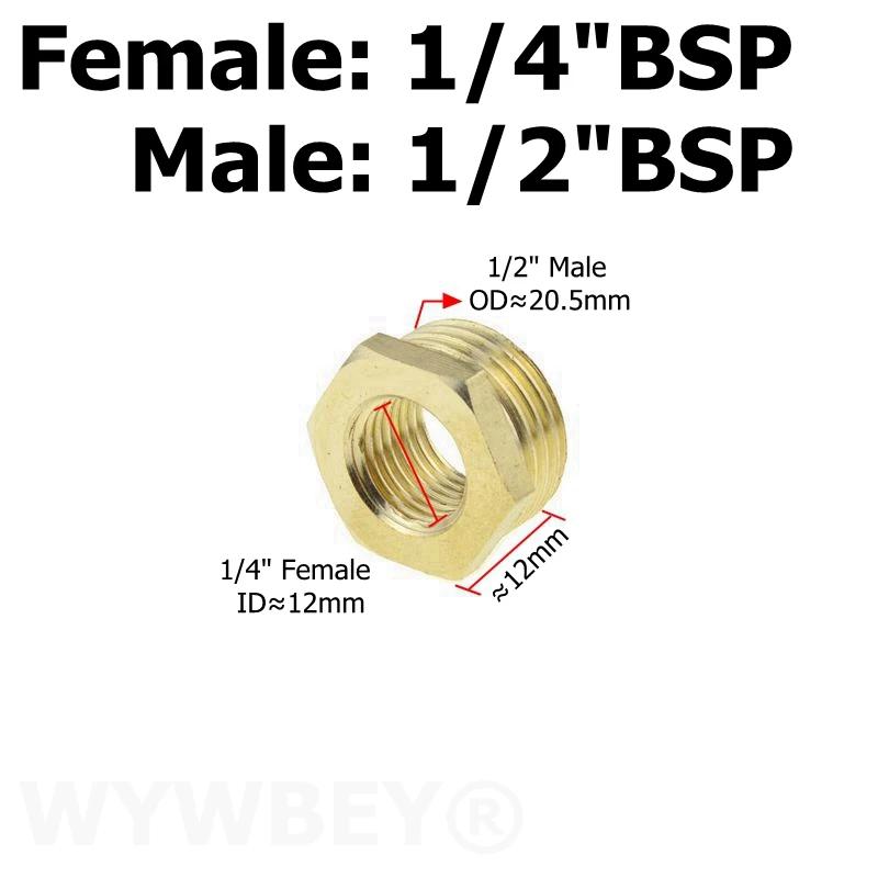 Brass Hex Bushing Reducer Pipe Fitting 1/8 1/4 3/8 1/2 3/4 F to M Threaded Reducing Copper Water Gas Adapter Coupler Connector
