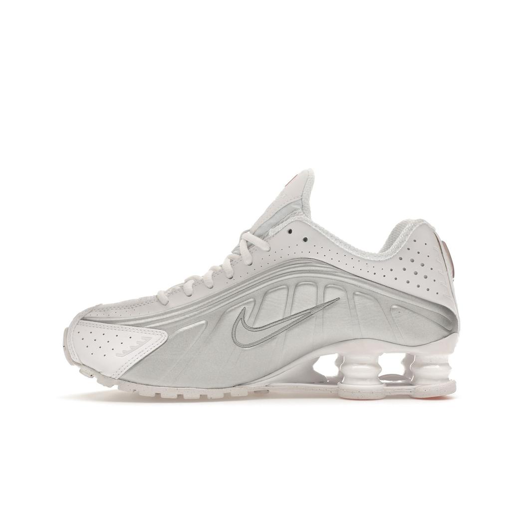 Nike  Shox R4 White Metallic Women Sneakers Metallic-Silver Max-Orange AR3565-101