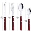 24Pcs 304 Stainless Steel Tableware Set Wood Handle Dinnerware Sets Silverware Steak Knife Fork Spoon Cutlery Kitchen