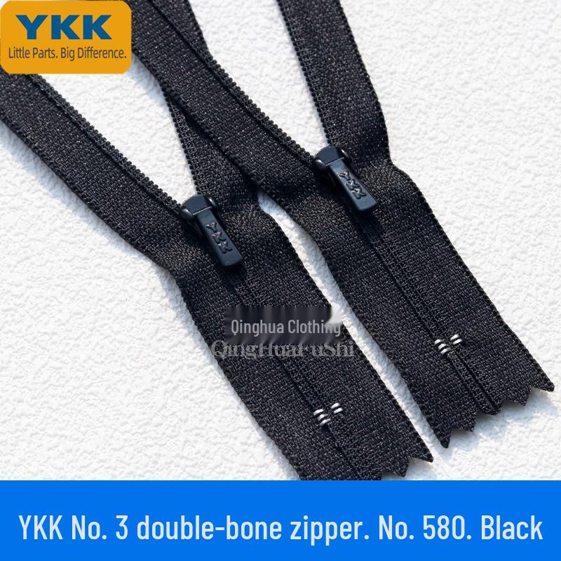 

Genuine No. 3 YKK Nylon Double Bone Closed-End Suit Trousers Fly Zipper (14-20cm) Black 14CM One Piece