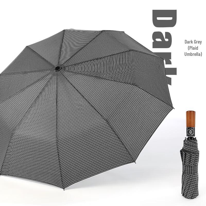 Xuqing Automatic 10-Rib Business Folding Umbrella with Solid Wood Handle