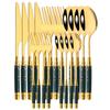 Mirror Ceramic Handle Tableware Set White Gold Flatware Fork Spoon Knife Set Stainless Steel Dinnerware Cutlery Set Dinner Set