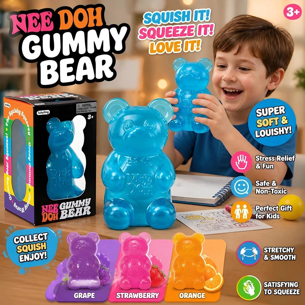 Schylling Nee Doh Maltose Bear Squishy Toy Soft Squeeze Sensory Fidget Toy Stress Relief Ornament