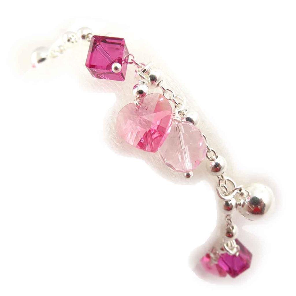 Les Trésors De Lily [D1378] - Bracelet Argent 'Chant d'Amour' Rose argenté - 18 mm