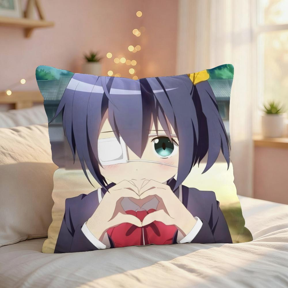 TTakanashi Rikka Sexy Anime Cushion Cover Silky Short Plush Invisible Zipper Dustproof Sofa Pillow Case For Home Decor