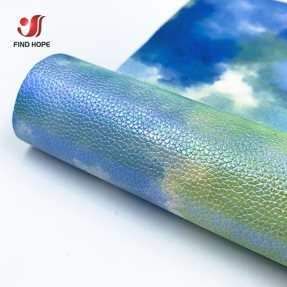 Rosy clouds Tie-dye PU Leather Fabric Waterproof Shiny Faux Leathers for DIY Gift Craft Sewing Hair Bow Earring Making Material