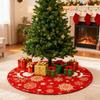 Sukně pod vánoční stromek Červené ozdoby na vánoční stromek, Měkká plyšová podložka pod vánoční stromek se zasněženým vzorem pro dekorace, Sváteční párty 35 palců
