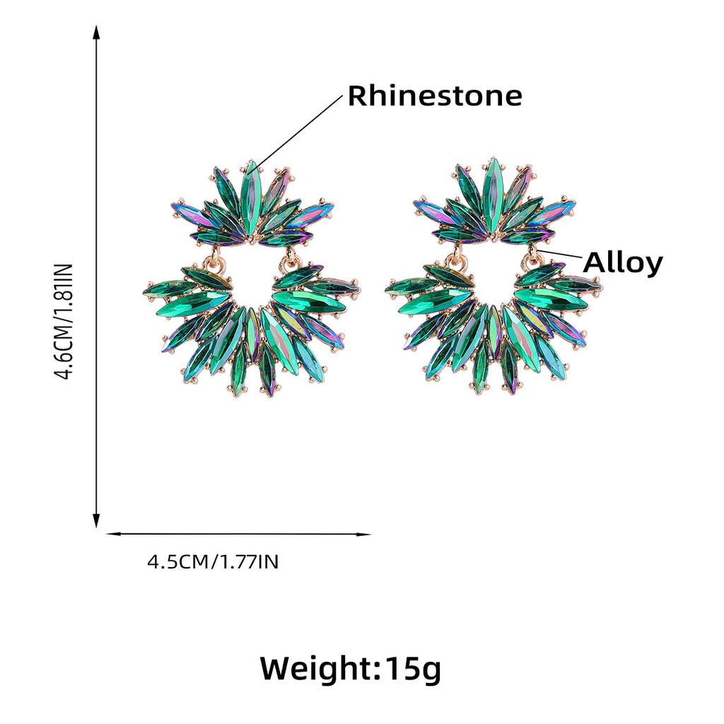 Pinkdudu Multi-Color & Green Rhinestone Earrings Ultra Sparkle Statement Studs PD1064