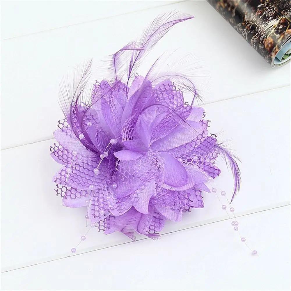 Brooch Latin Dance Performance Fascinator Wedding Hair Accessories Bridal Hairpin Headdress Feathers Hair Clip Wrist Flower