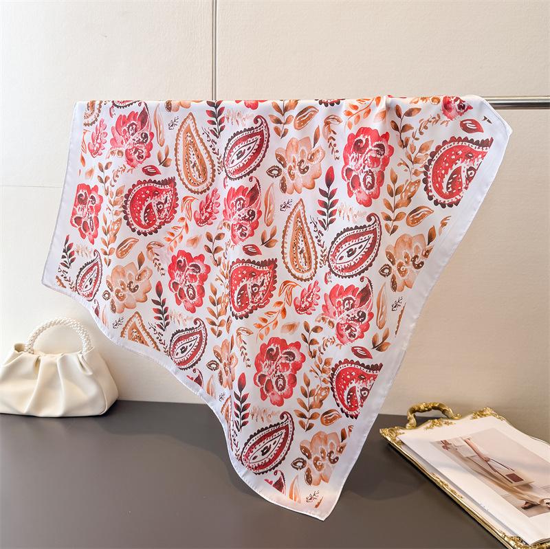 2026 New Paisley Printed Square Scarf For Women Stylish Soft Satin Scarves Bandanas Luxury Hijab Neckerchief Elegant Shawl Wraps