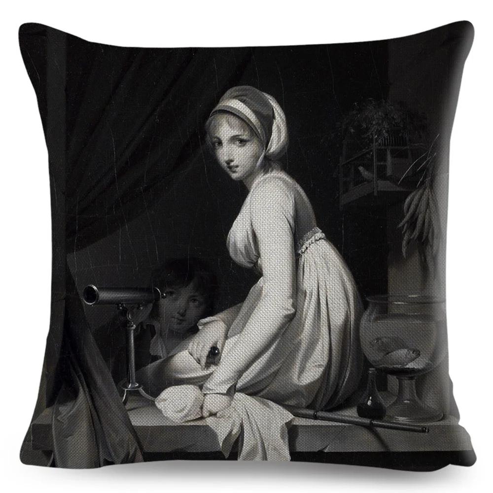 Vintage Style Woman Cushion Cover Decor Europe Lady Girl Print Pillowcase 45*45Cm Polyester Pillow Case For Sofa Home Car