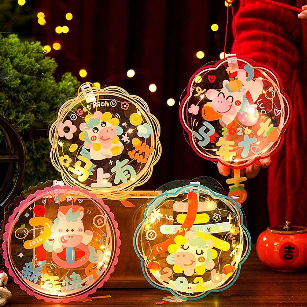 Ancient Chinese New Year Lantern Luminous Cartoon 2026 Horse Year Lantern PVC Traditional Handheld Lantern Hanfu Accessories